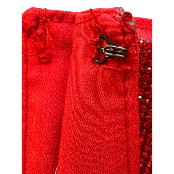 STUNNING ZARA Women's Red Rhinestone Shiny Crop Top Size M-L - Picture 8 of 9